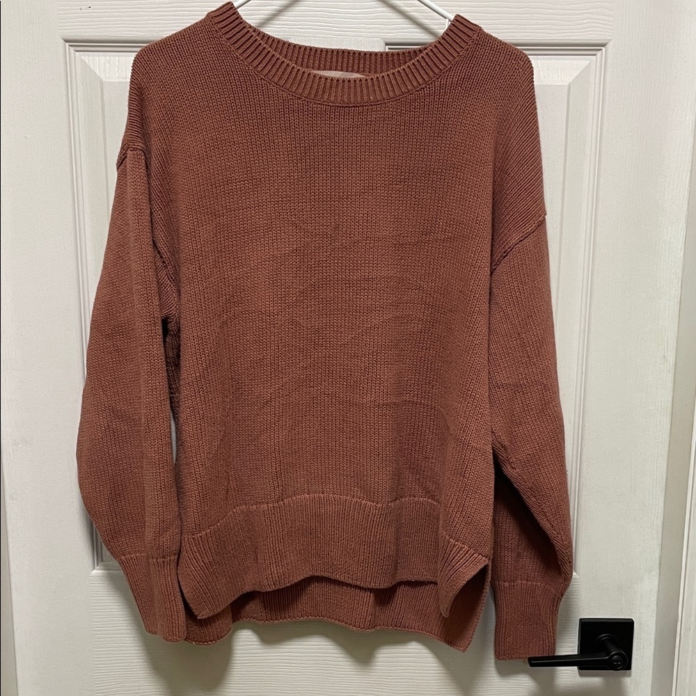Philosophy |Burnt Dusty Rose |Drop Sleeve| Round Neck|Split Hem| Sweater|Size XL
